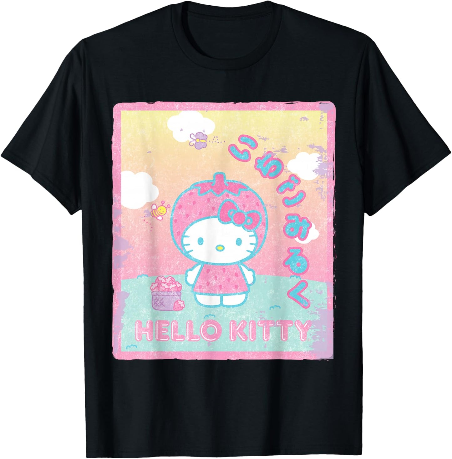 Hello Kitty Strawberry Milk T-Shirt - T-Shirt | Black