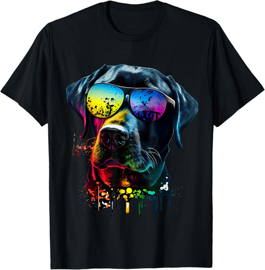 Labrador retriever walking dog fans sunglasses dogs T-Shirt - T-Shirt | Black