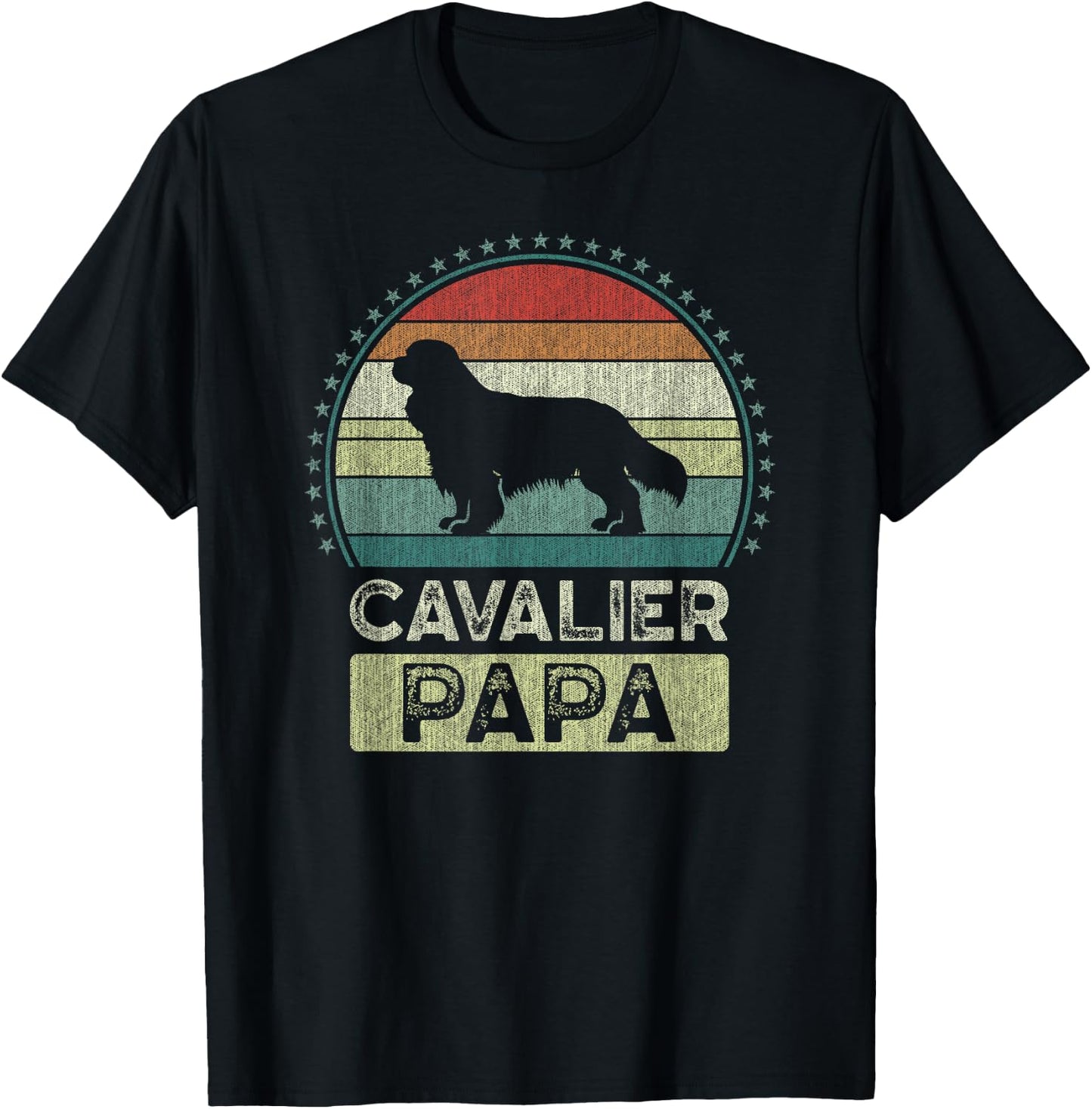 Cavalier Papa, Father's Day, Dad, Grandpa, Spaniel Dog T-Shirt - T-Shirt | Black