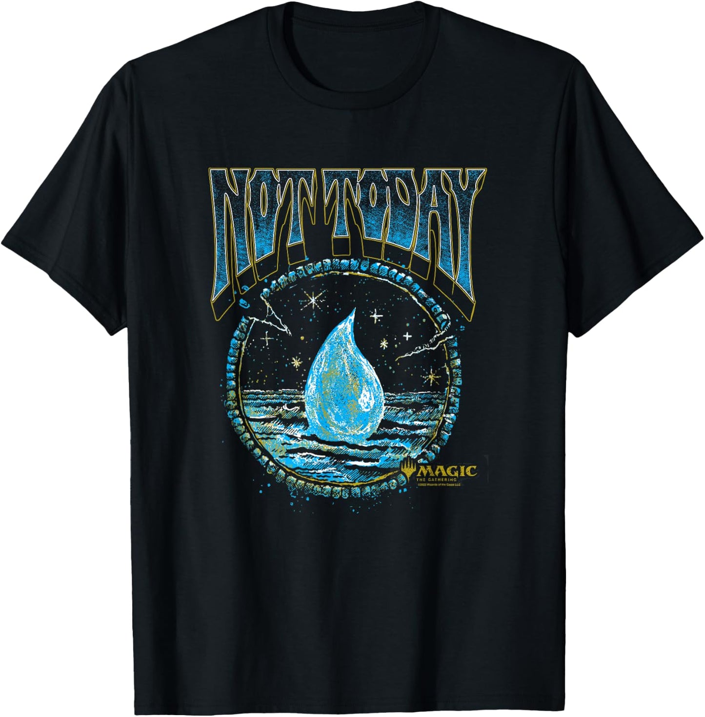 Magic: The Gathering Not Today Blue Mana Artistic Portrait T-Shirt - T-Shirt | Black