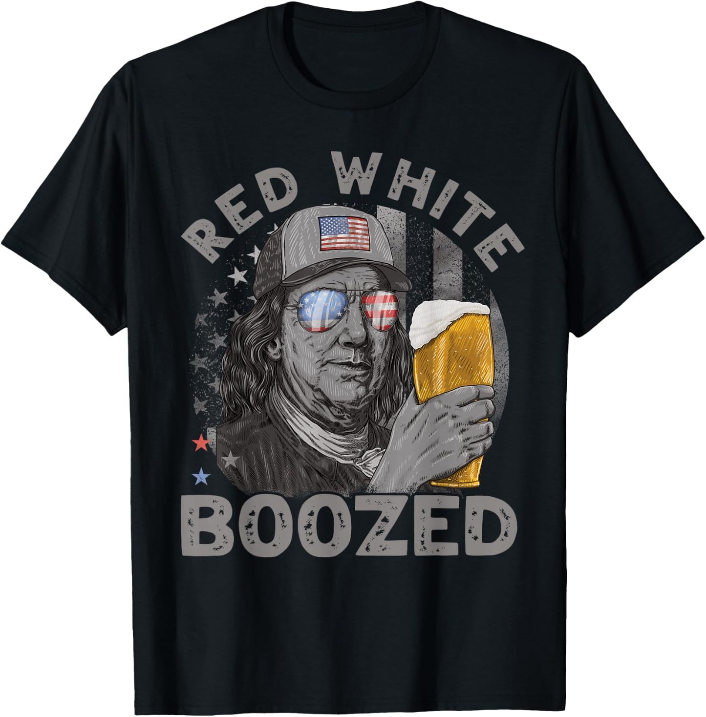 Red White Boozed Franklin Beer 4th of July T-Shirt - T-Shirt | Black