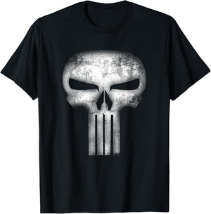 Marvel Comics Retro Classic The Punisher White Skull Logo T-Shirt - T-Shirt | Black