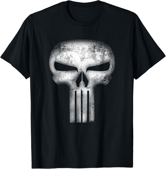 Marvel Comics Retro Classic The Punisher White Skull Logo T-Shirt - T-Shirt | Black