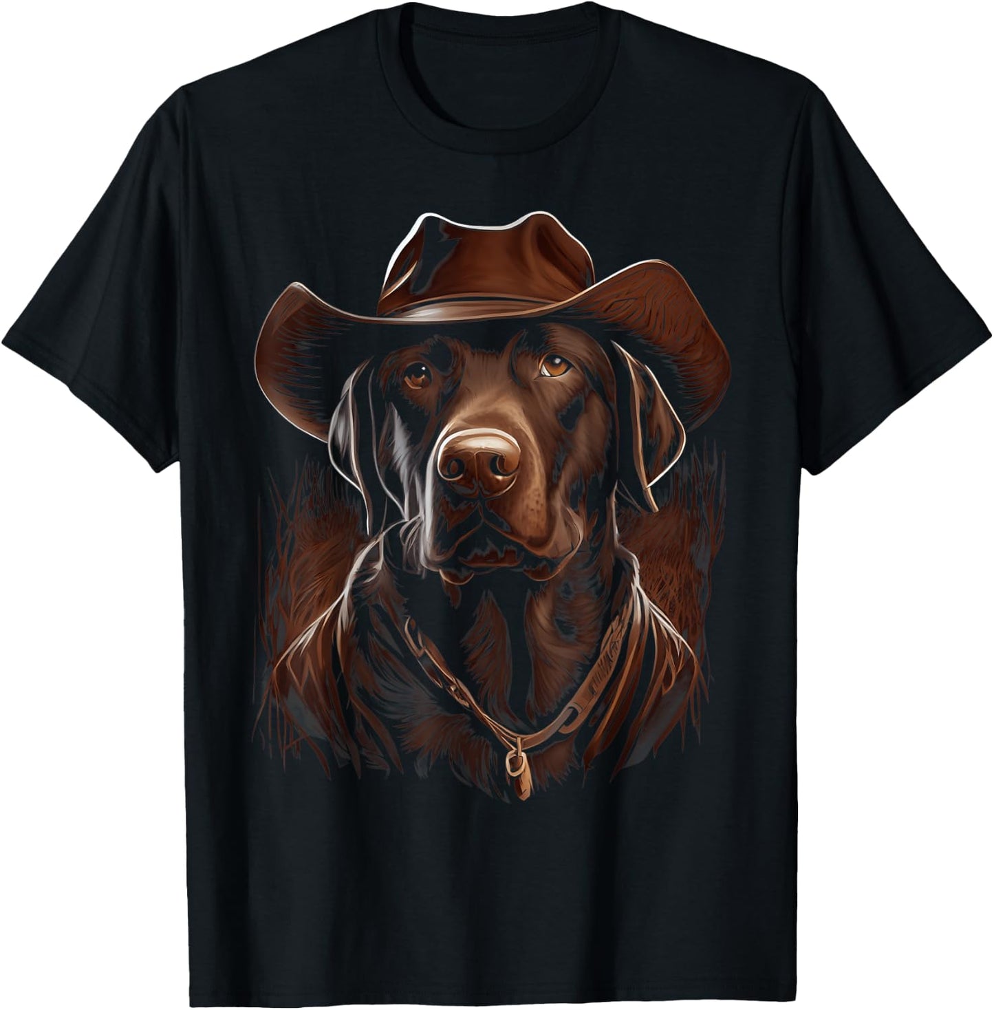Cowboy Labrador Retriever Graphic Women Boys Girls T-Shirt - T-Shirt | Black