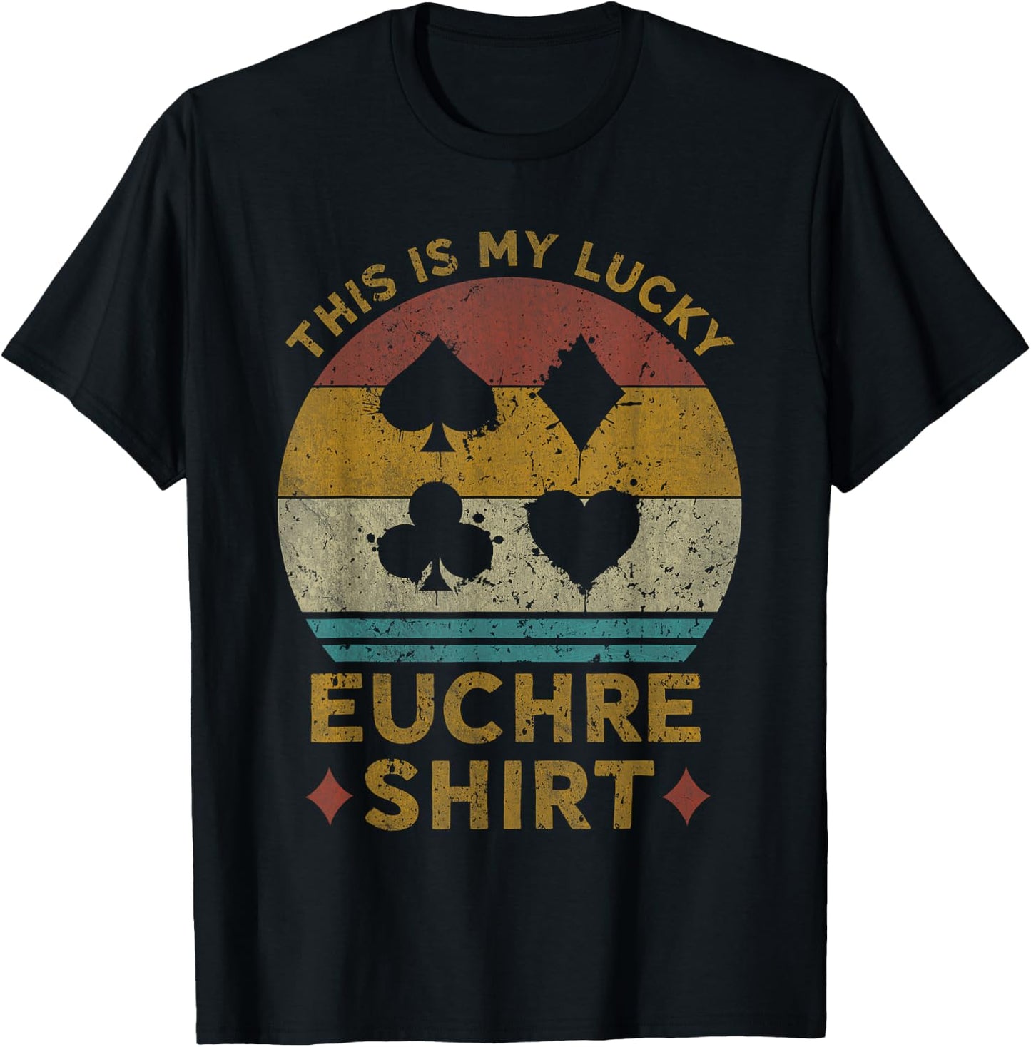 This Is My Lucky Euchre Shirt Vintage Euchre Card Game T-Shirt - T-Shirt | Black