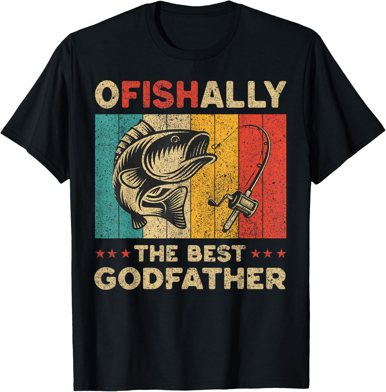 Father's Day Funny Fishing Ofishally The Best Godfather T-Shirt - T-Shirt | Black