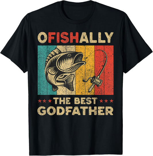 Father's Day Funny Fishing Ofishally The Best Godfather T-Shirt - T-Shirt | Black