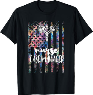 Nurse Case Manager American Flag RN Nursing Case Management T-Shirt - T-Shirt | Black