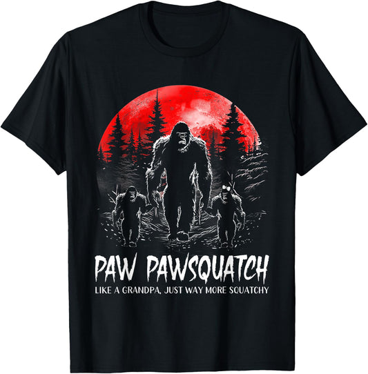 Paw Paw Squatch Funny Bigfoot Dad Sasquatch Yeti Fathers day T-Shirt - T-Shirt | Black