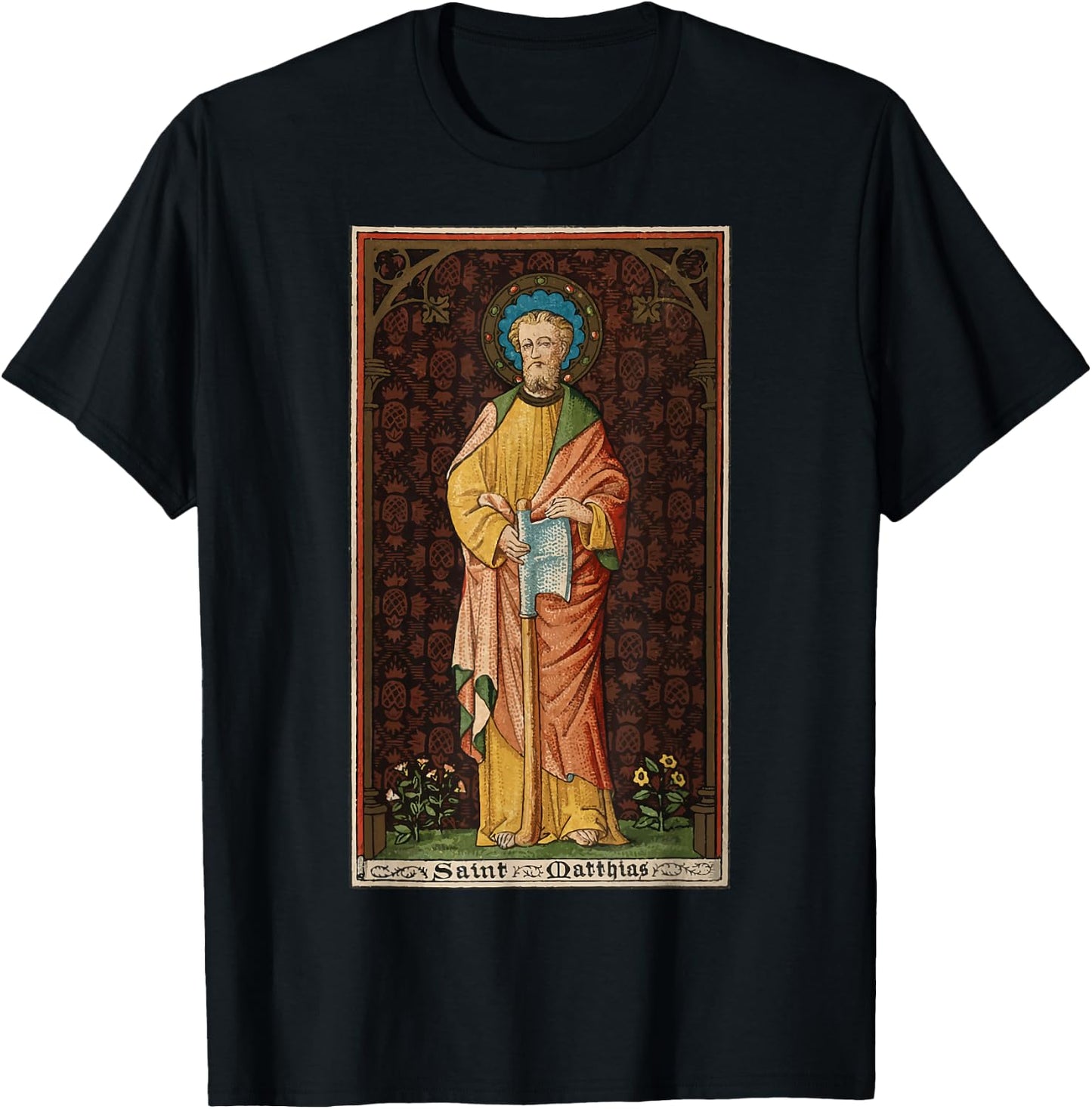 St Matthias the Apostle Axe Vintage Catholic Patron Saint T-Shirt - T-Shirt | Black