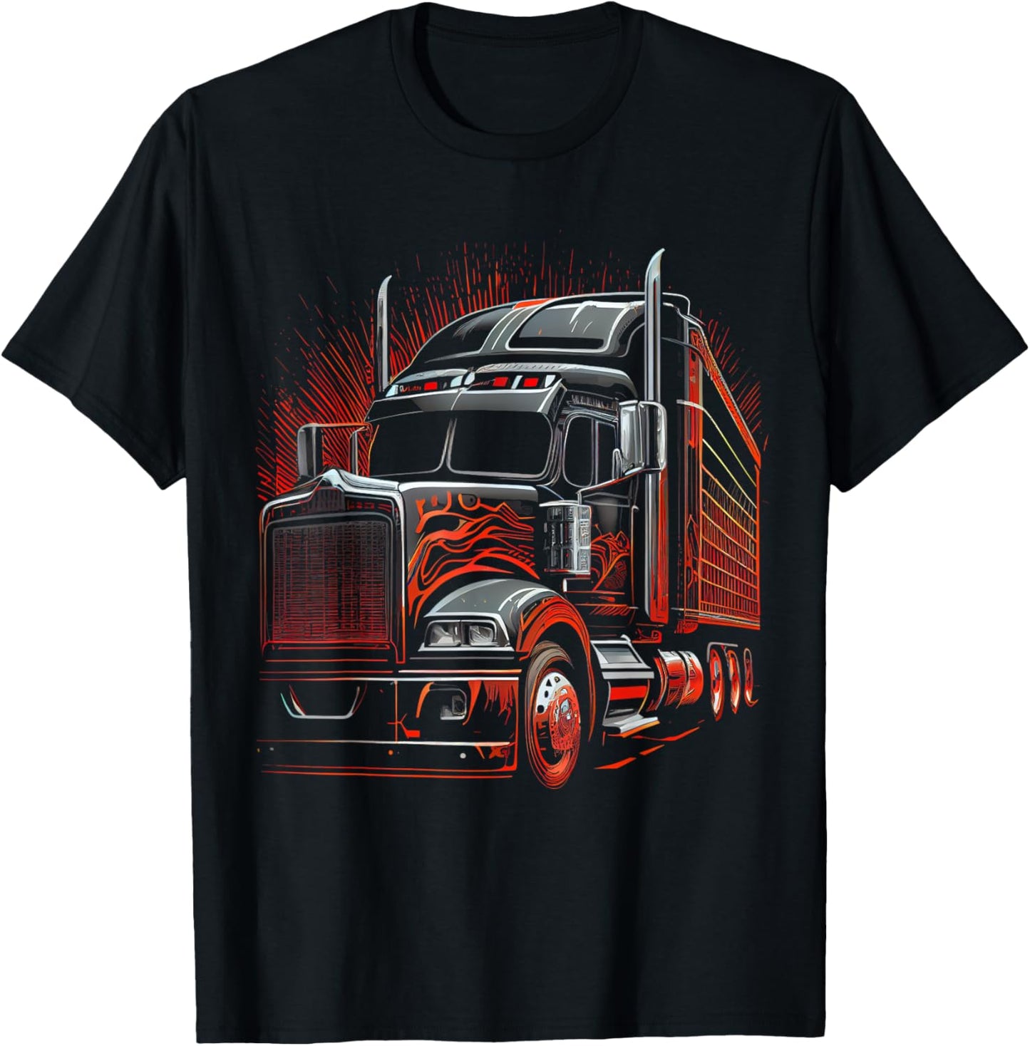 US American Flag Trucker Truck Driver Gift Women Men T-Shirt - T-Shirt | Black