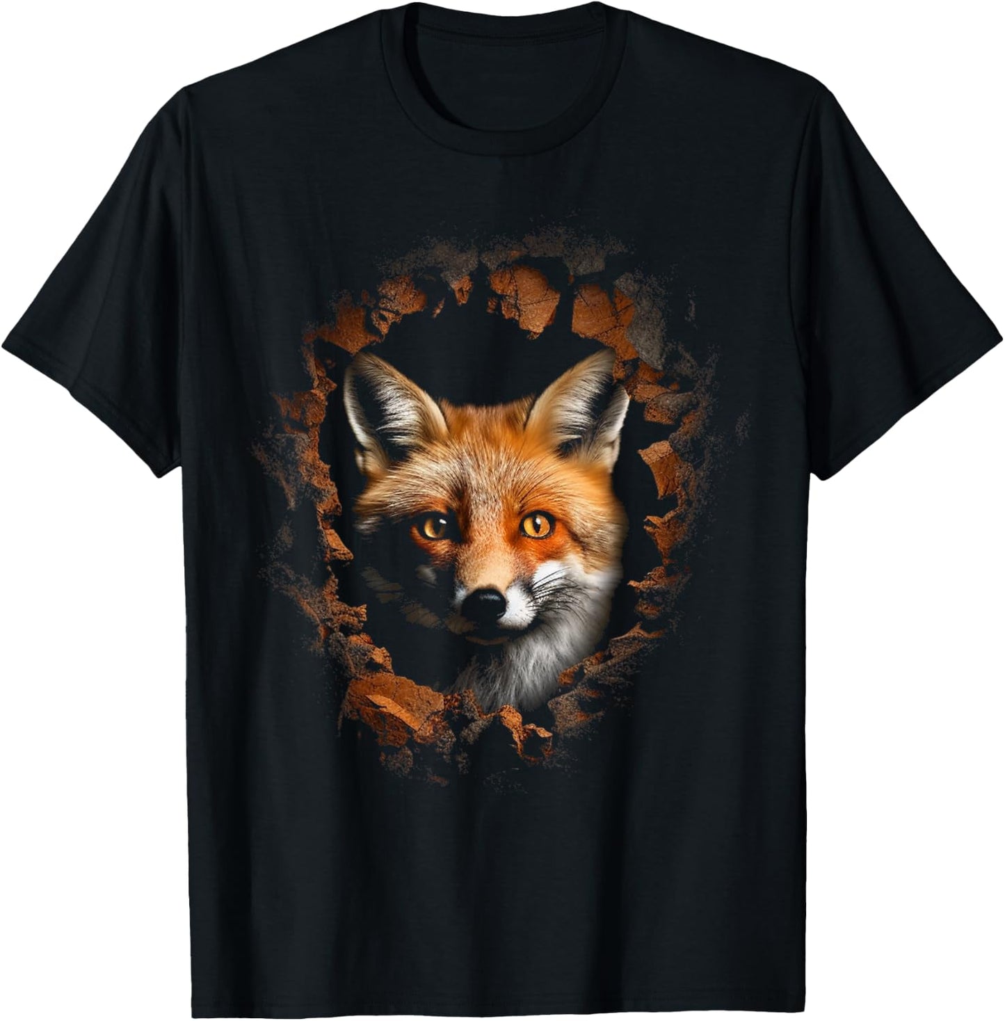 Fox Wall Artwork | Animal Motif Fox T-Shirt - T-Shirt | Black