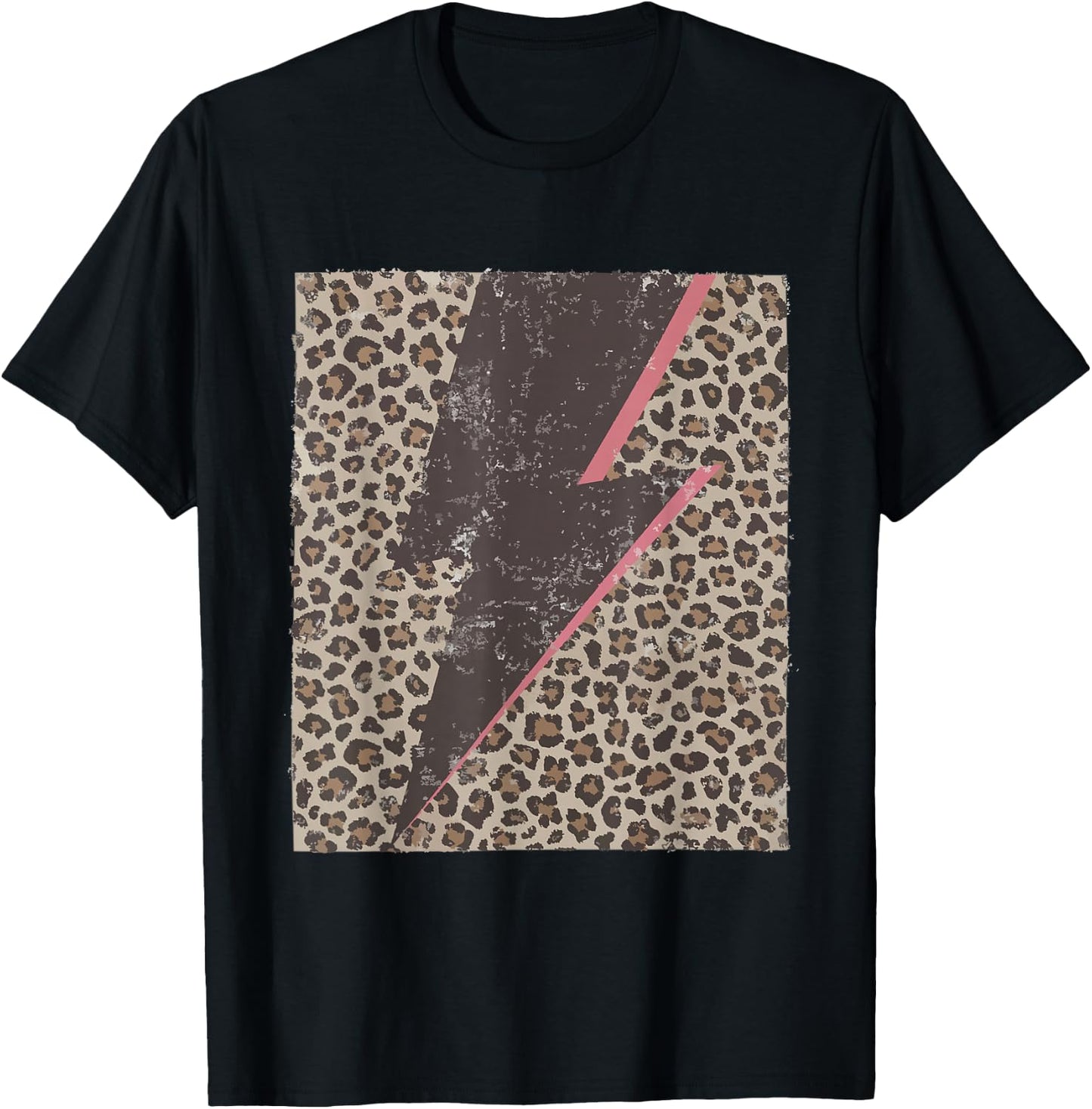 Leopard Cheetah Thunder Print Cool Lightning Bolt T-Shirt - T-Shirt | Black