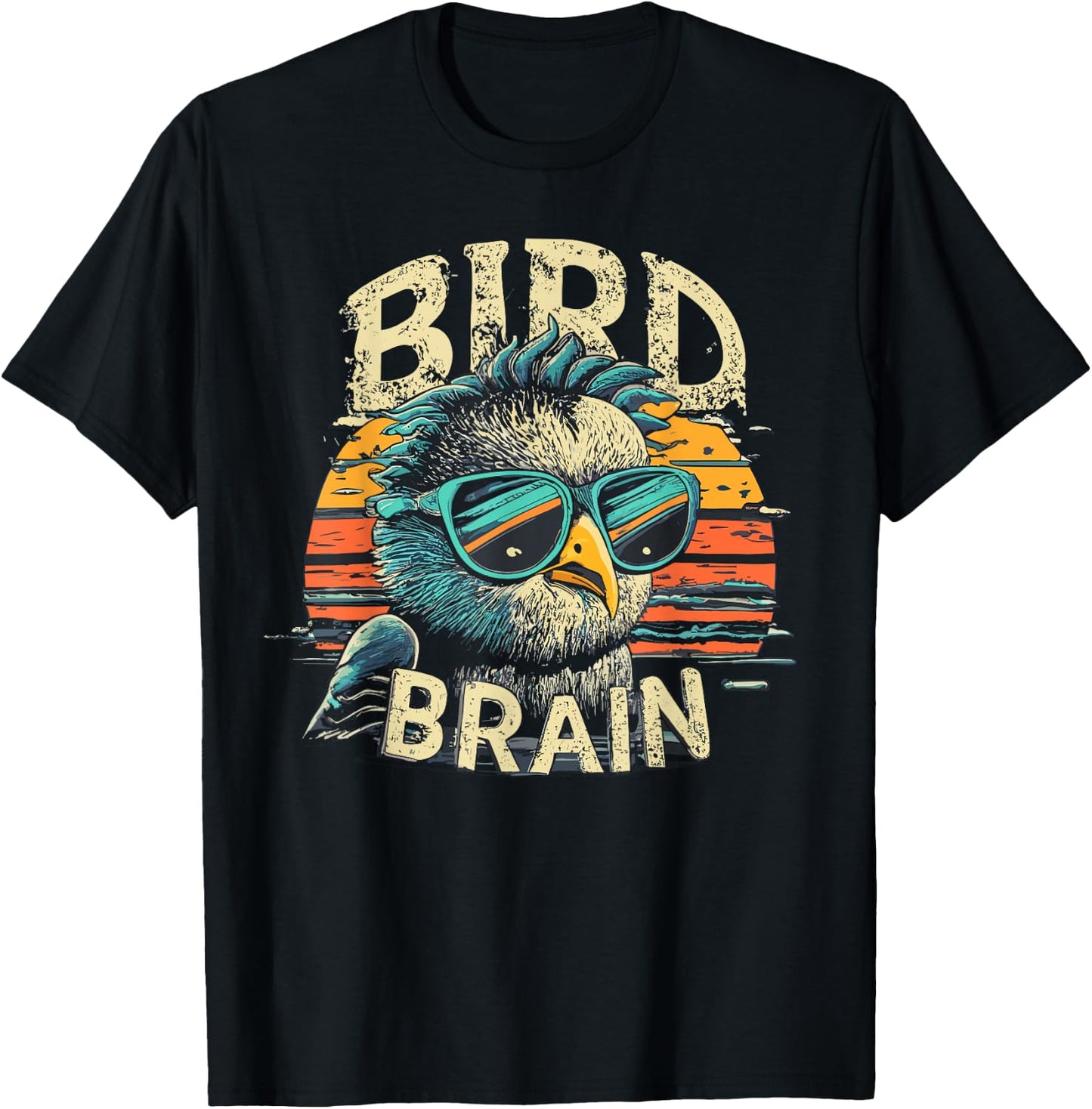 I heart Birds Funny Bird Brain Vintage Retro Sunset Cute T-Shirt - T-Shirt | Black