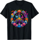 Peace Love 60's 70's groovy Costume Colorful Flowers T-Shirt - T-Shirt | Black