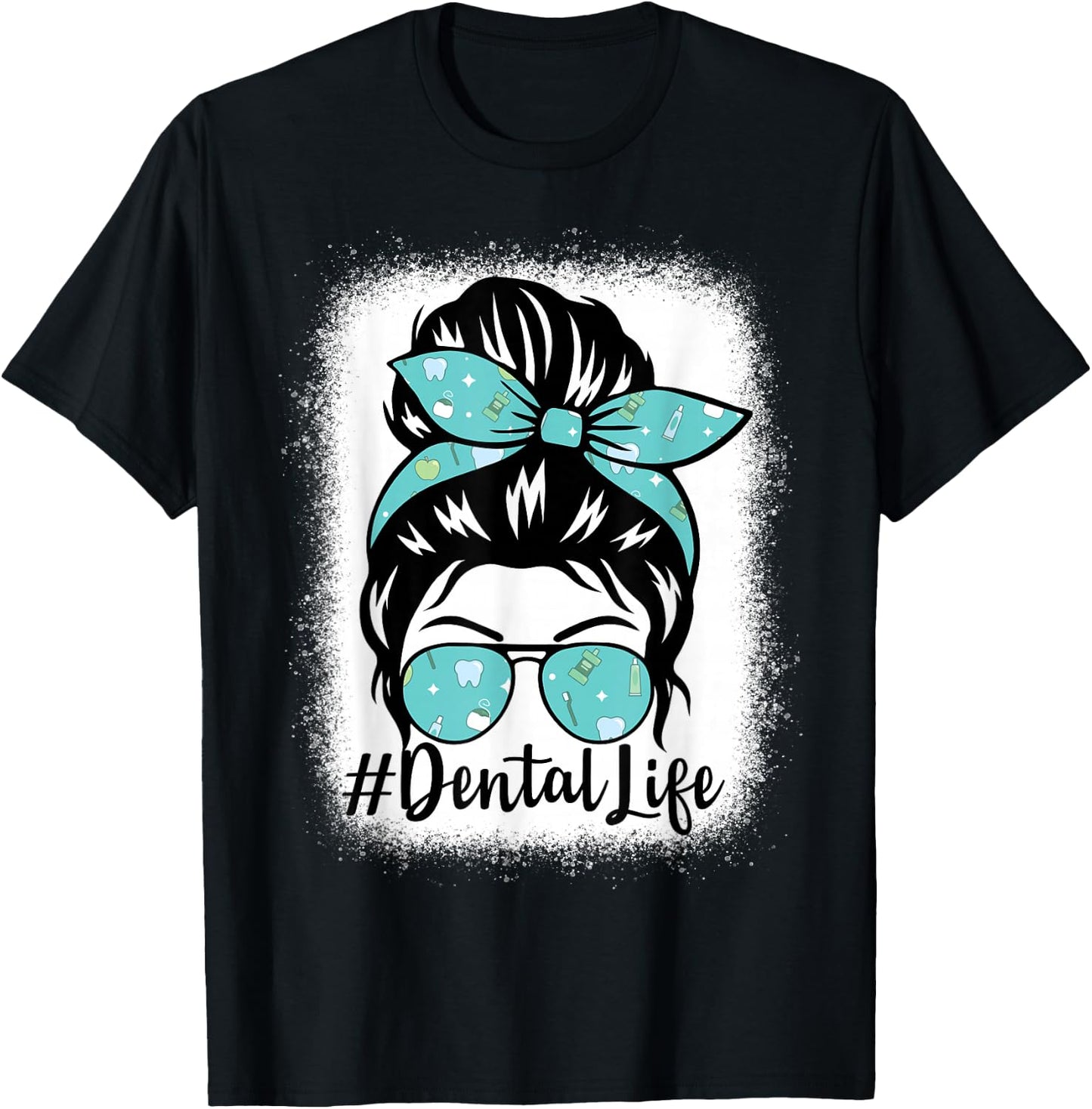 Dental Cute Funny Dentist Hygienist Messy Bun T-Shirt - T-Shirt | Black