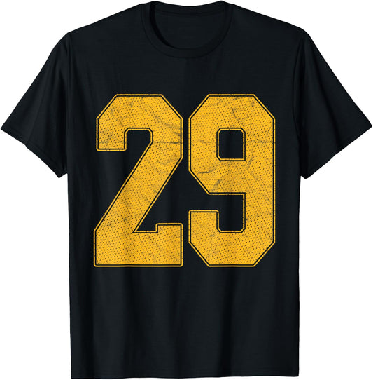 Number 29 Numbered Uniform Sports Team Jersey 29th Birthday T-Shirt - T-Shirt | Black