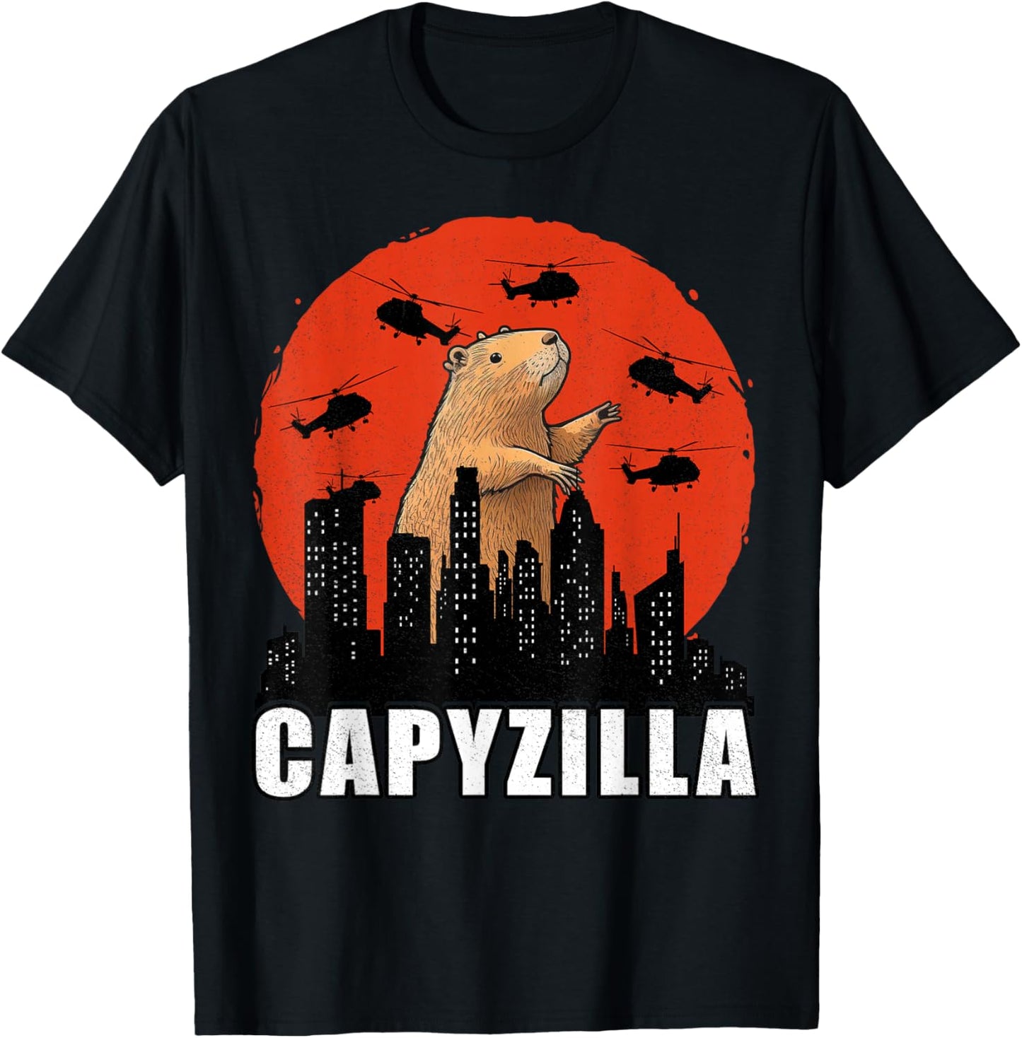 Capybara Shirt Funny Capybara Rodent Capyzilla Funny T-Shirt - T-Shirt | Black