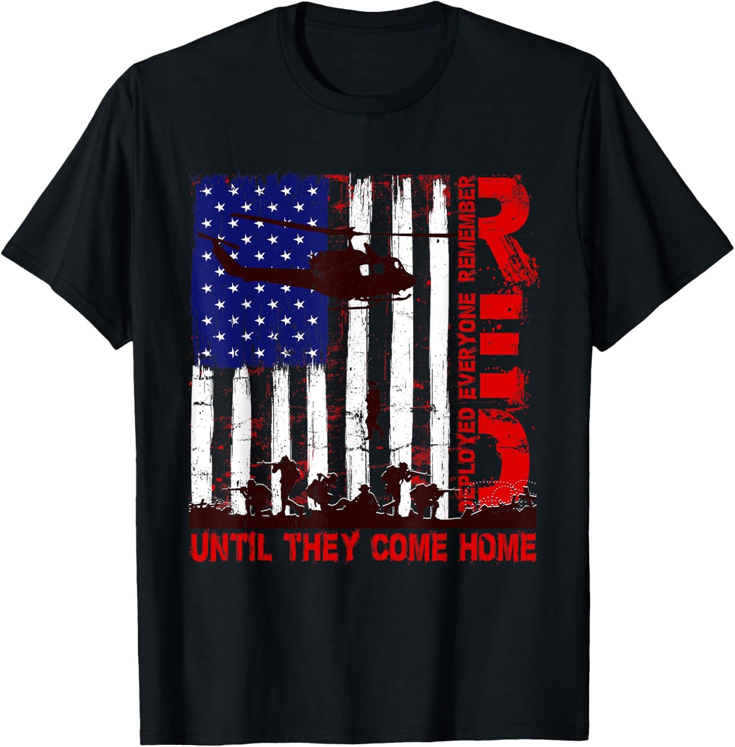 RED Friday Remember Everyone Deployed US Flag Army Vintage T-Shirt - T-Shirt | Black