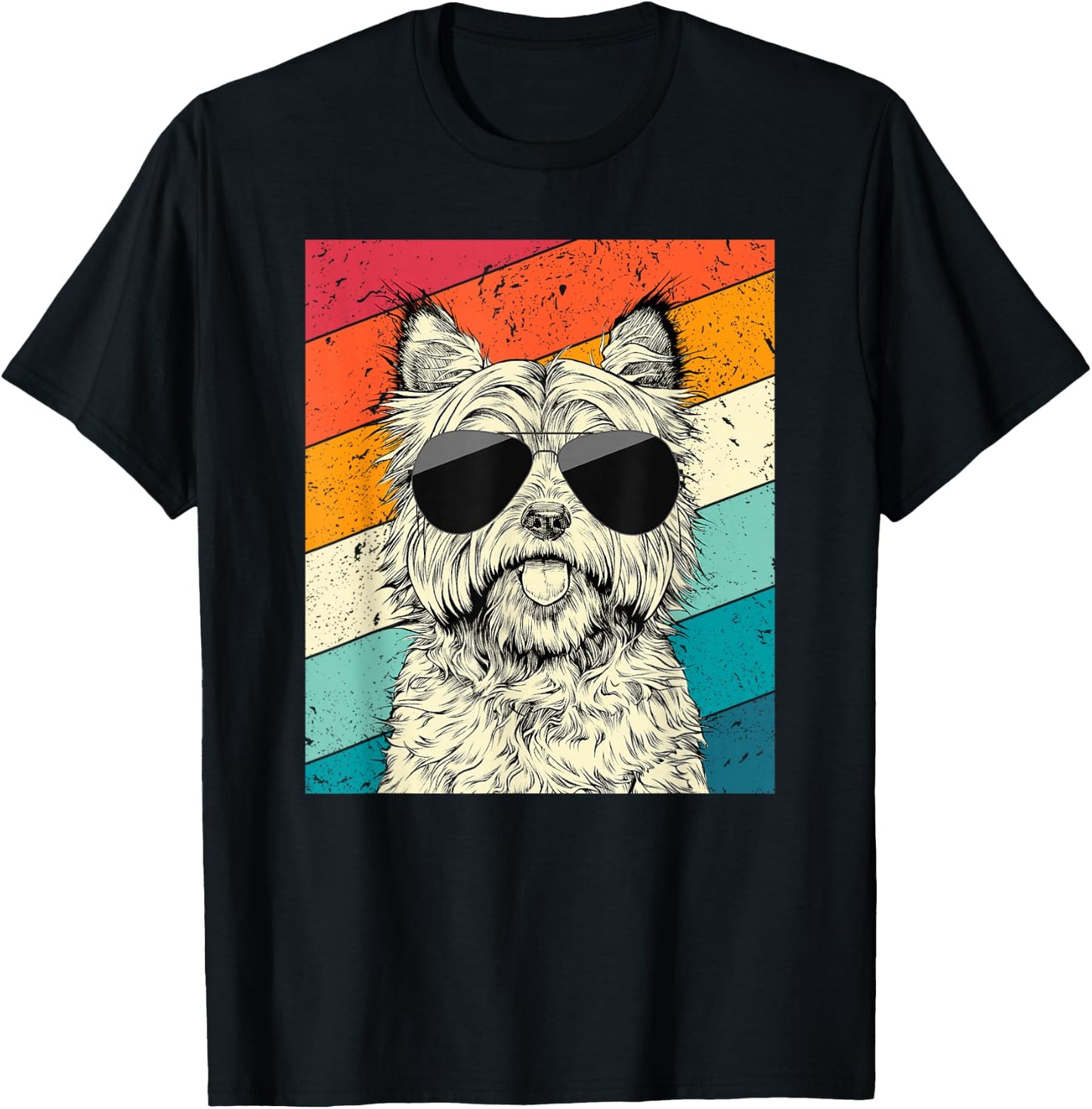 Retro Vintage Cairn Terrier with Sunglasses Dog Lovers T-Shirt - T-Shirt | Black