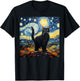 Van Gogh Starry Night Black Cat Gifts for Cats Lover Mom Dad Women Kids T-Shirt - T-Shirt | Black