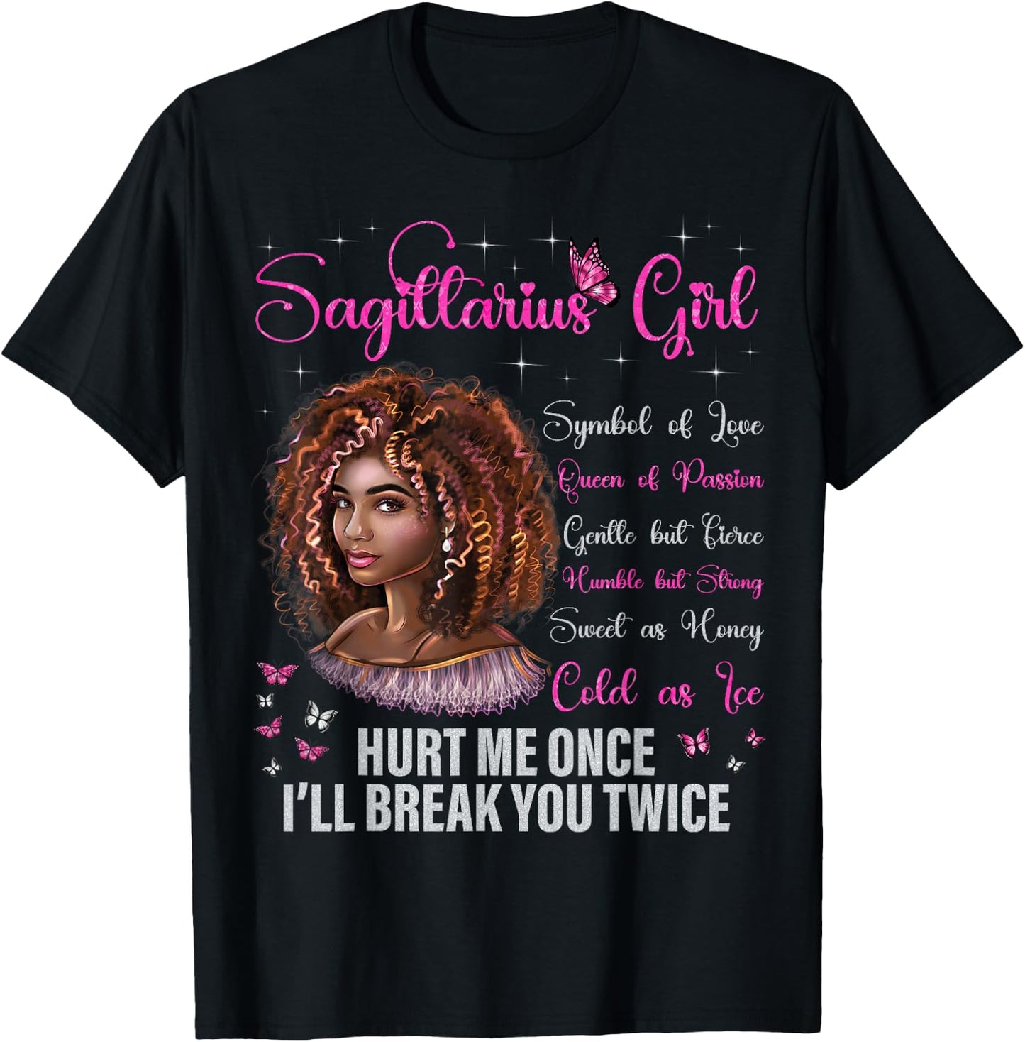 Sagittarius Girl Black Queen Zodiac Birthday Afro Woman T-Shirt - T-Shirt | Black