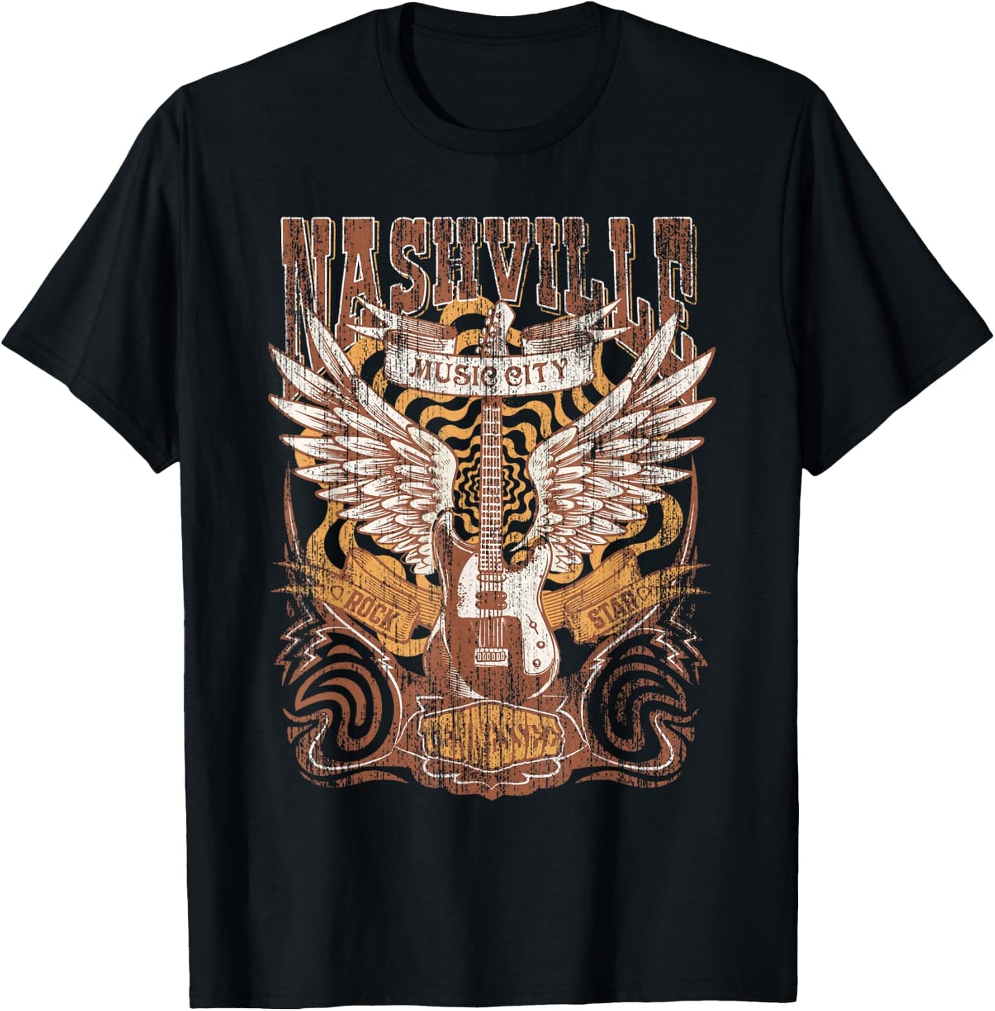 Nashville Tennessee Guitar Country Music City Guitarist Gift T-Shirt - T-Shirt | Black