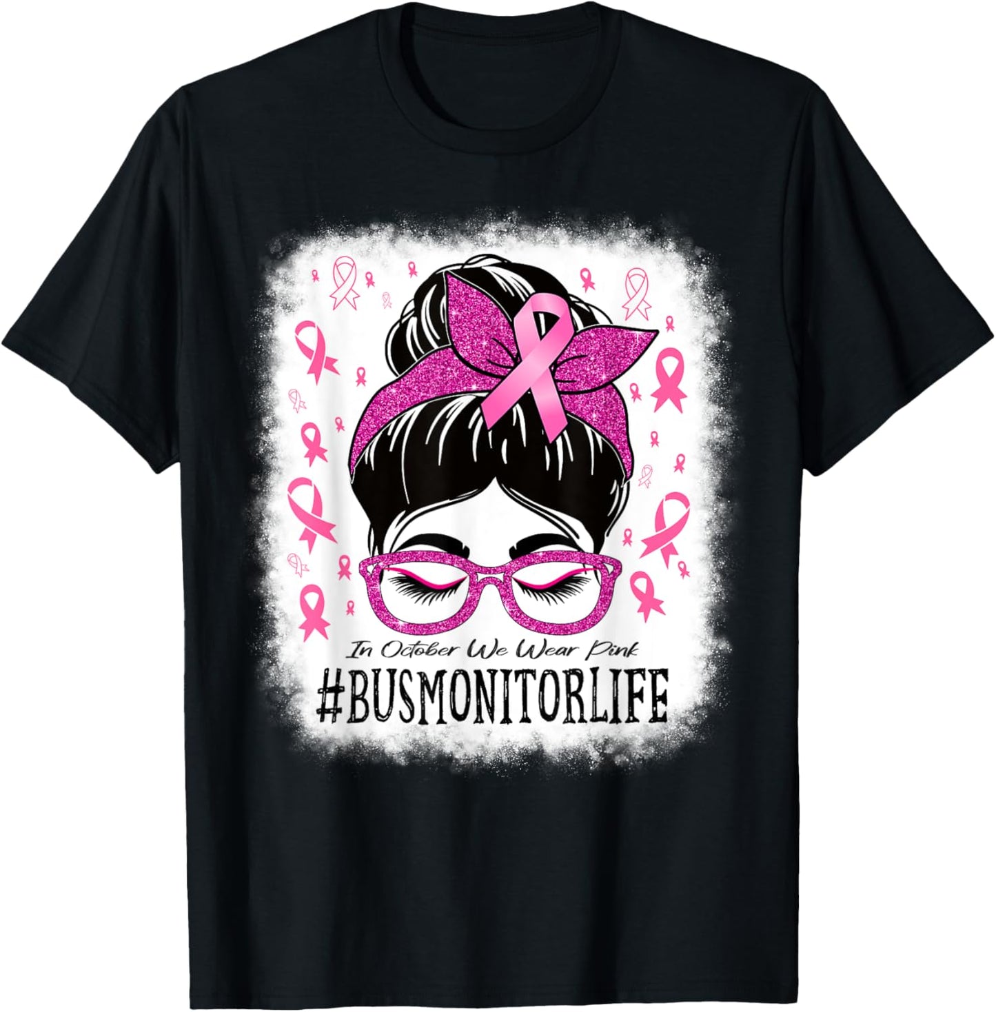 Bus Monitor In October We Wear Pink Breast Cancer Awareness T-Shirt - T-Shirt | Black