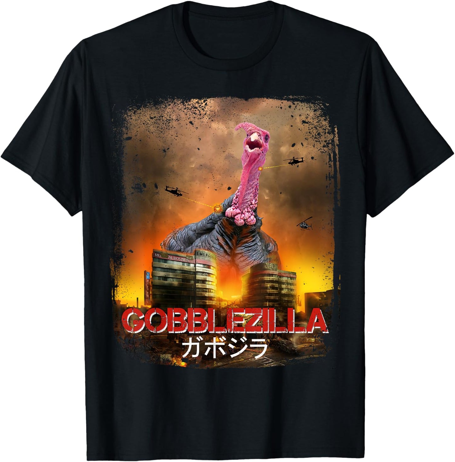 Turkey Day Thanksgiving Gobblezilla T-Shirt - T-Shirt | Black