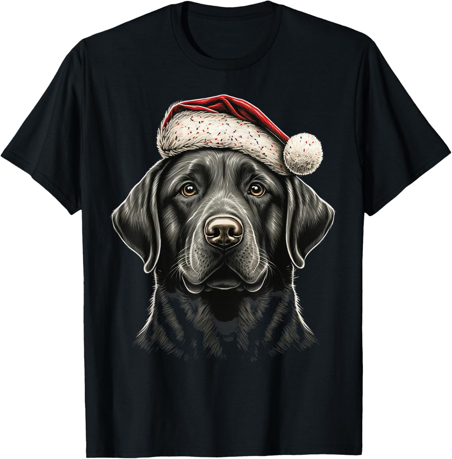 Xmas Labrador Santa on Christmas Labrador Retriever T-Shirt - T-Shirt | Black