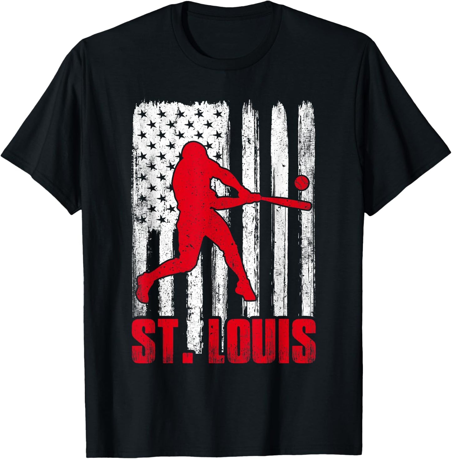 St. Louis Retro Baseball Flag Patriotic Men Women Kids T-Shirt - T-Shirt | Black