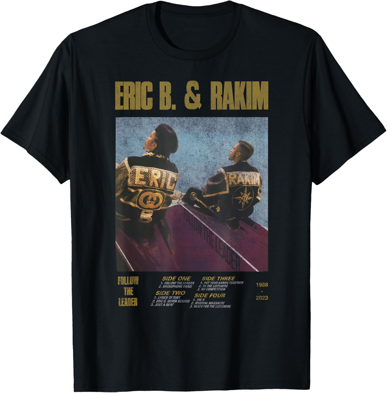 Eric B & Rakim – FTL Tracklist On Blue T-Shirt - T-Shirt | Black
