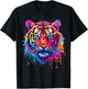 Colorful Tiger Splash Art Animal Motif T-Shirt - T-Shirt | Black
