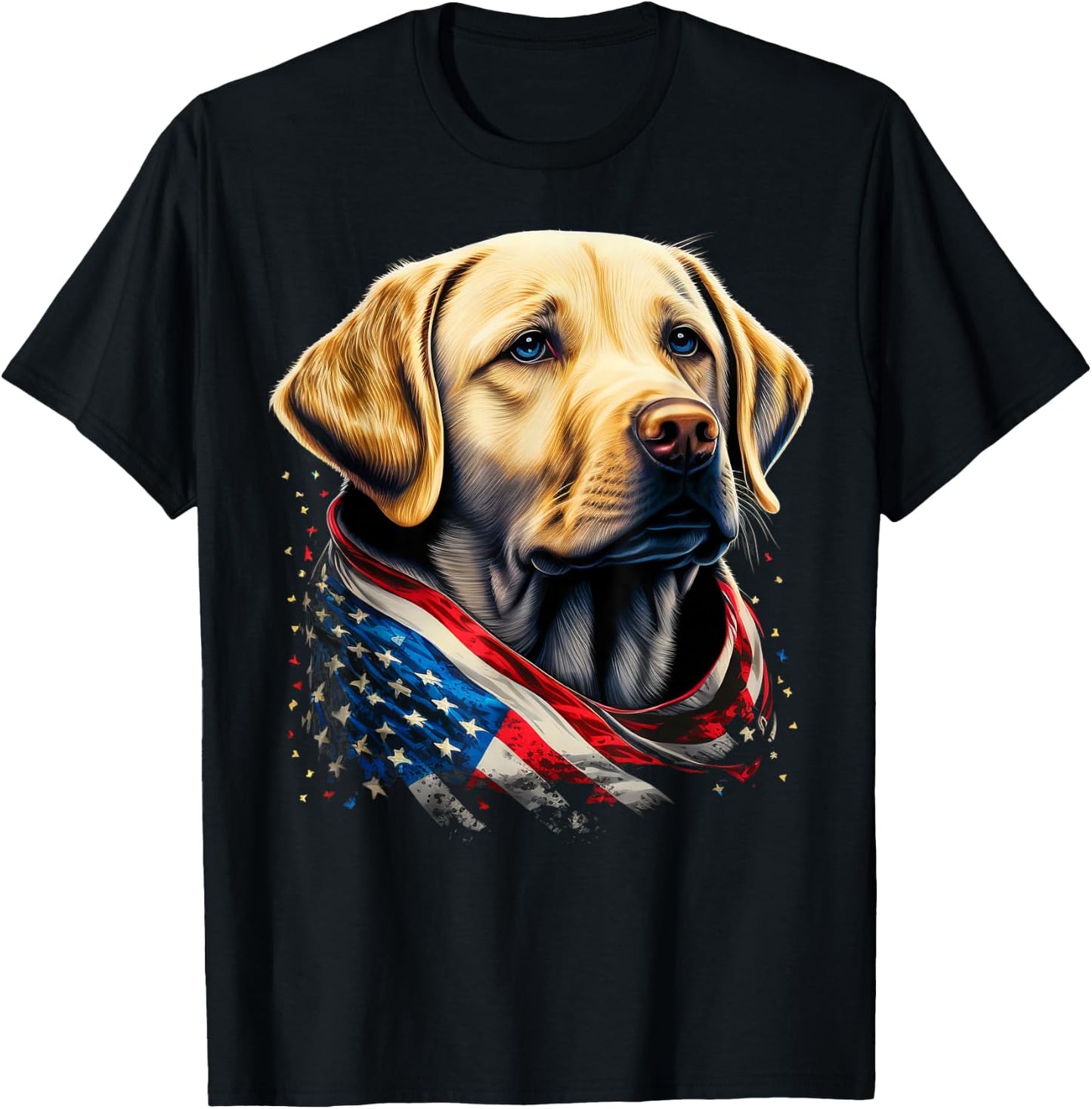 USA 4th Of July Yellow Patriotic American Labrador Retriever T-Shirt - T-Shirt | Black
