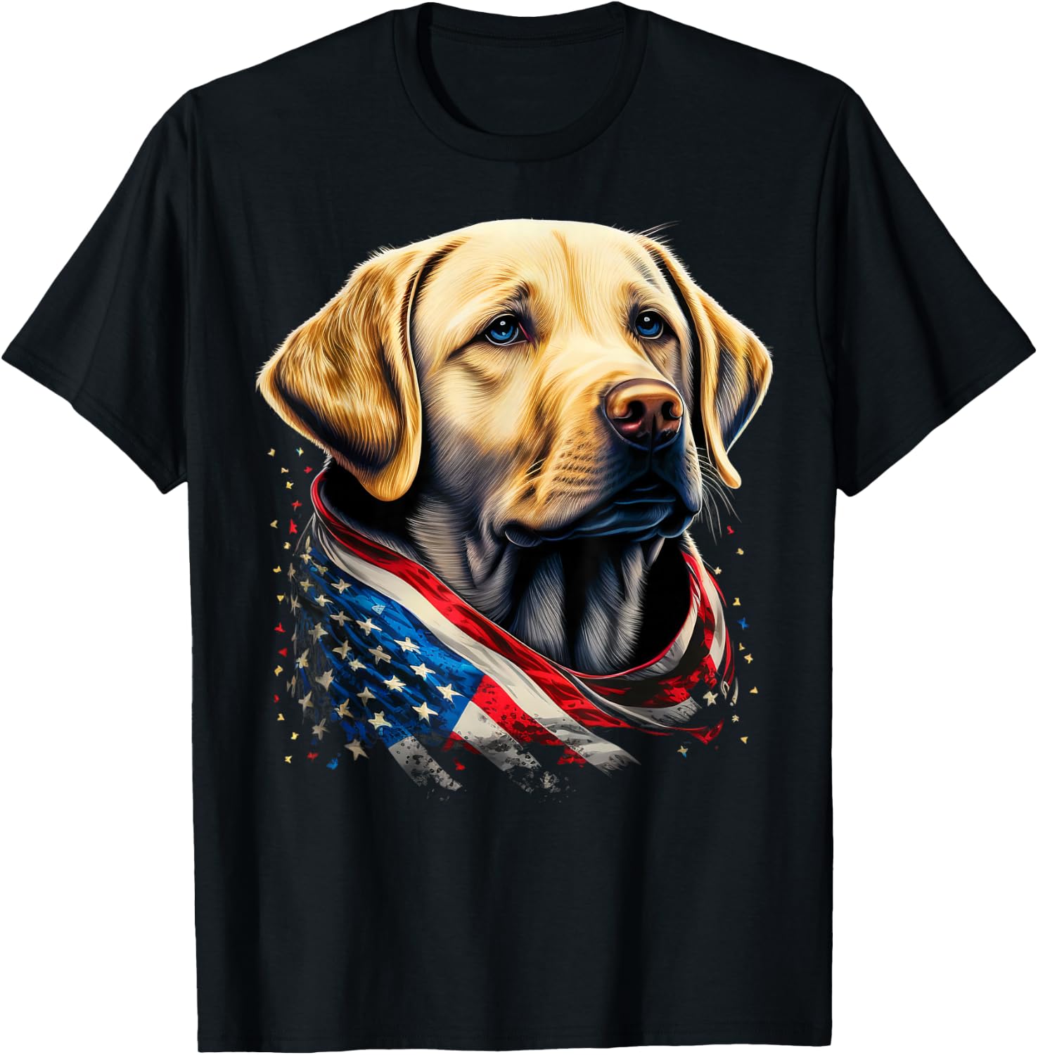 USA 4th Of July Yellow Patriotic American Labrador Retriever T-Shirt - T-Shirt | Black