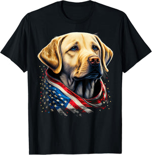 USA 4th Of July Yellow Patriotic American Labrador Retriever T-Shirt - T-Shirt | Black
