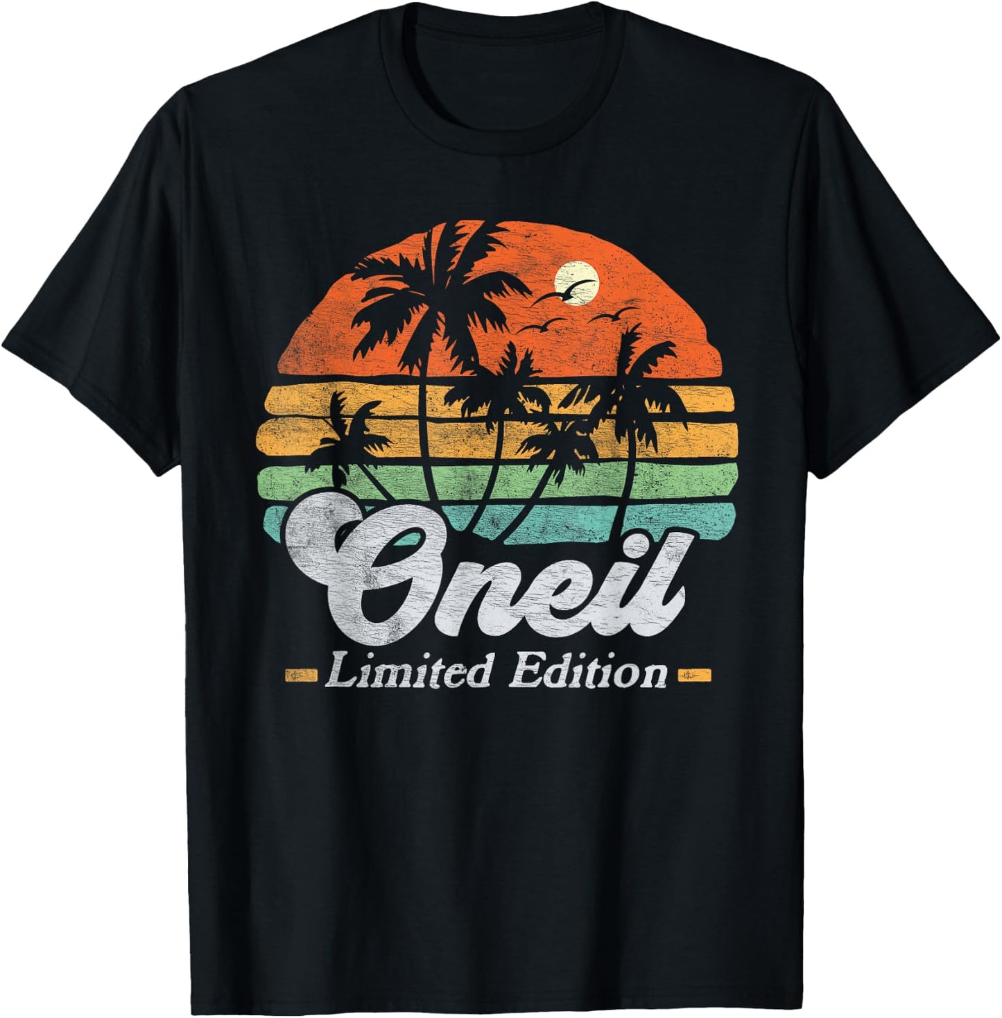 Oneil Surname Funny Retro 90s Birthday Beach Family Vacation T-Shirt - T-Shirt | Black