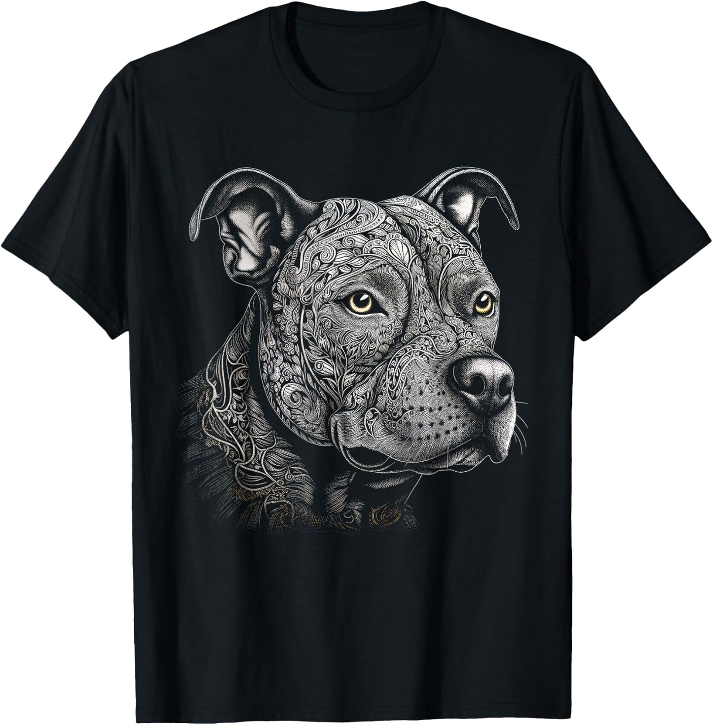 Pit Bull Mom Dog Lover Mandala Artistic Pitbull Owner Women T-Shirt - T-Shirt | Black