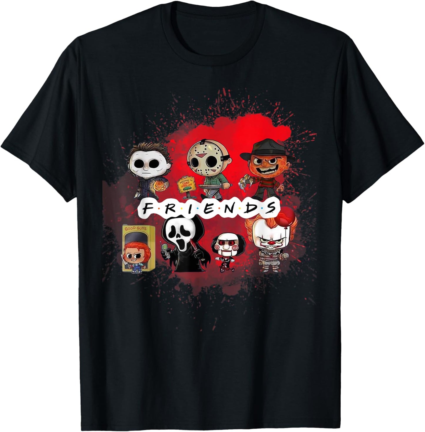 Spooky Season Horror Villain Friends Fall Fun T-Shirt - T-Shirt | Black