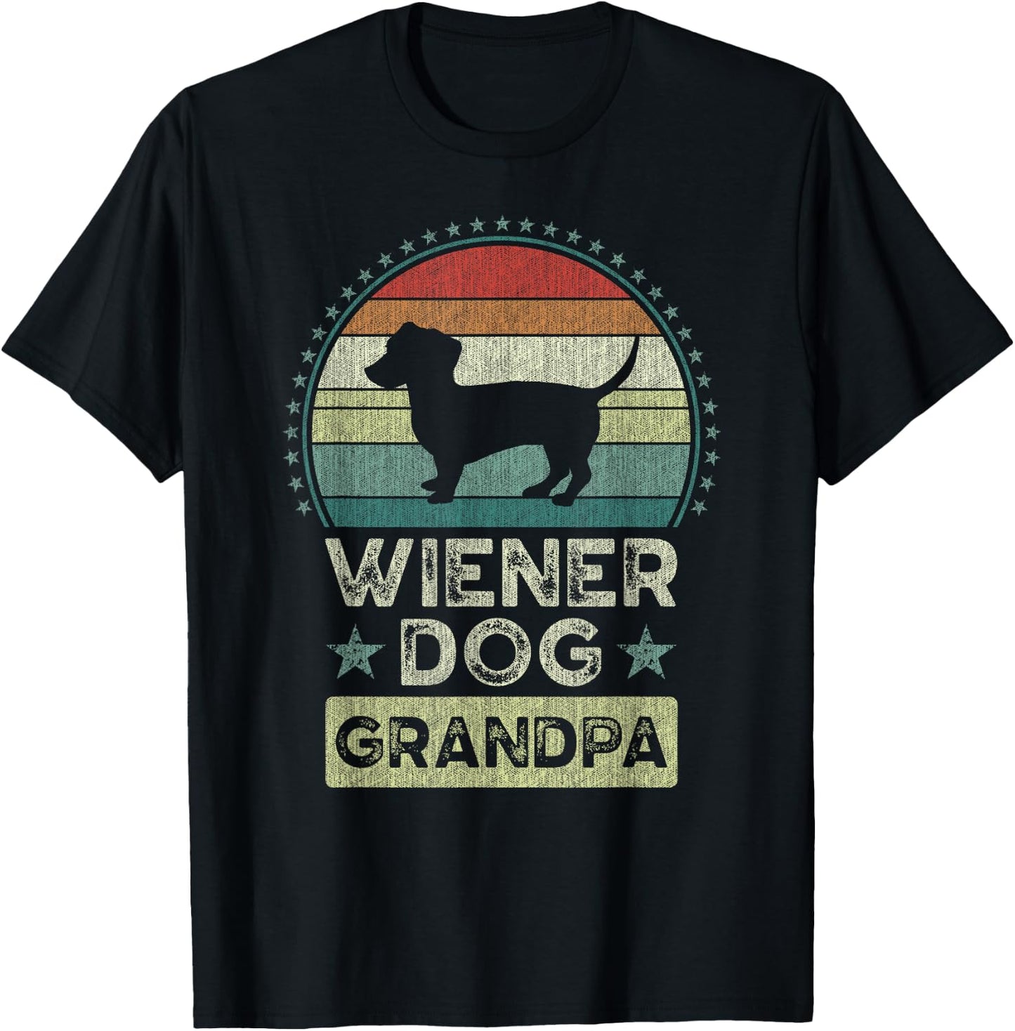 Wiener Dog Grandpa, Father's Day, Dachshund, Grandfather T-Shirt - T-Shirt | Black