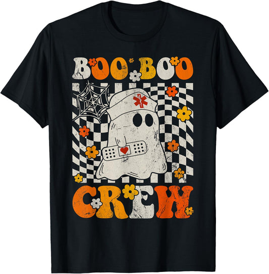 Funny Boo Boo Crew Nurse Halloween Costume Ghost Nursery T-Shirt - T-Shirt | Black