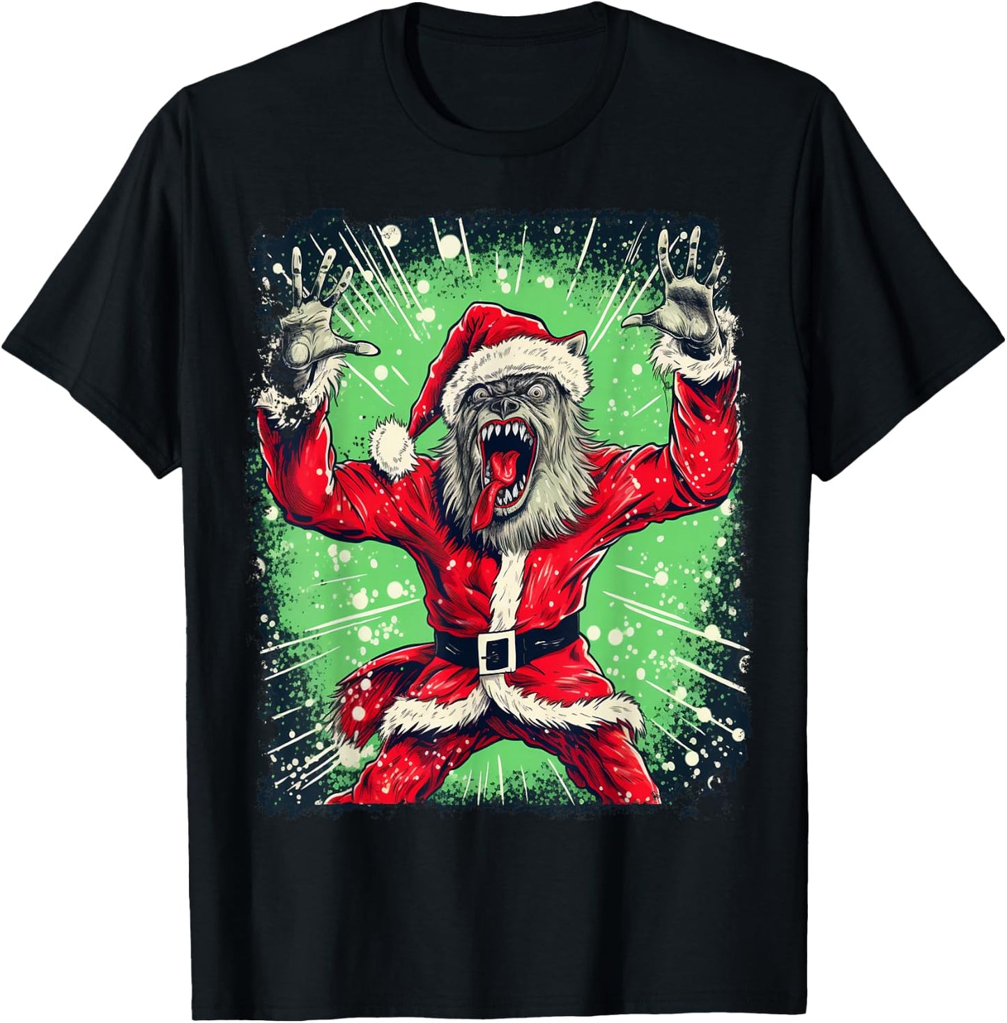 Werewolf Scary Christmas T-Shirt - T-Shirt | Black