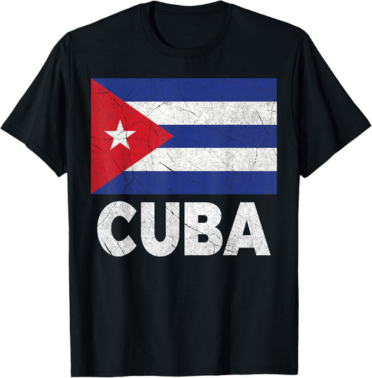 Cuban Flag Cuba Cubano Cubana Vintage Distressed Birthday T-Shirt - T-Shirt | Black