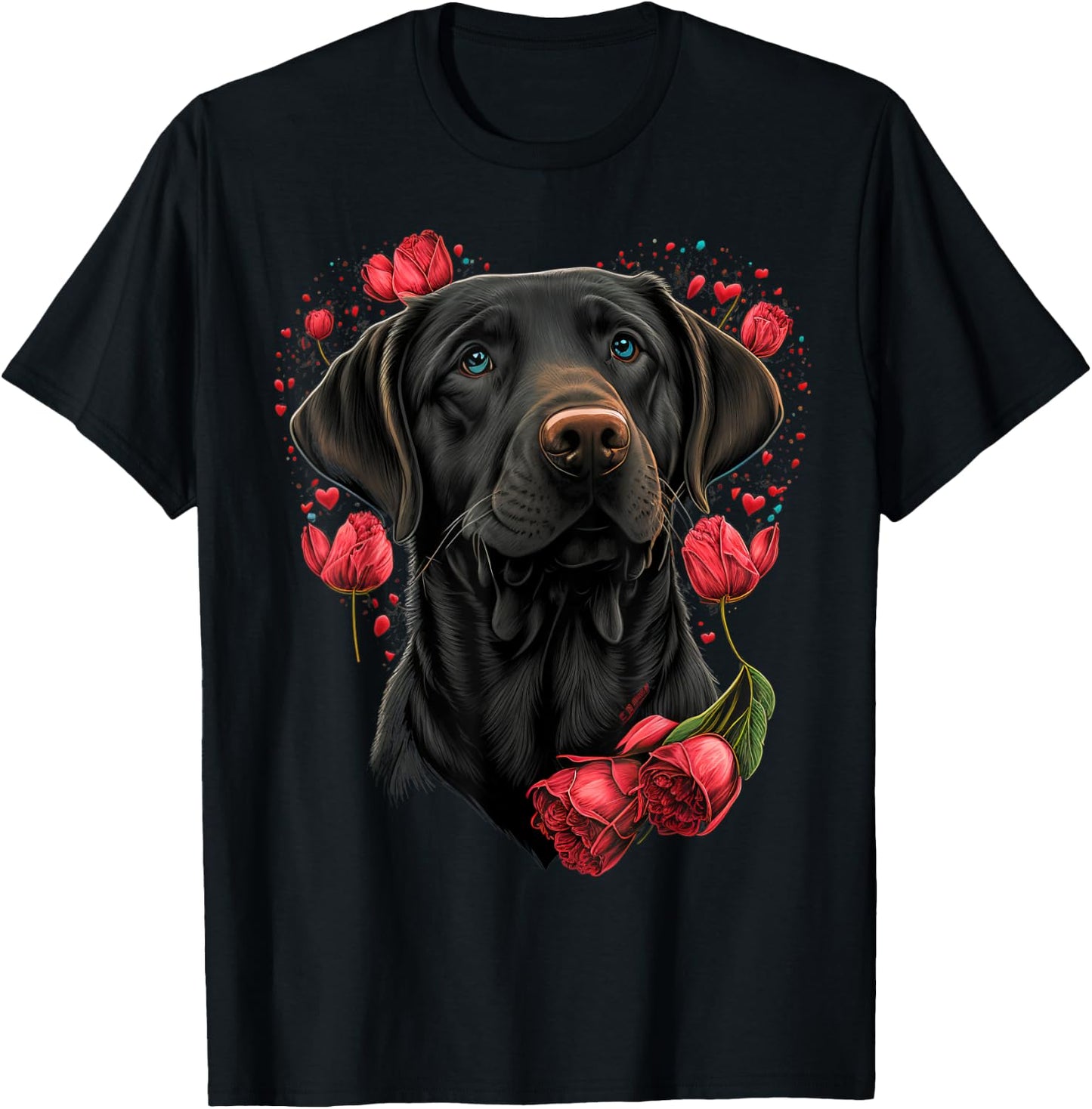 Two Labradors Valentines Day Love Couple Labrador Retriever T-Shirt - T-Shirt | Black