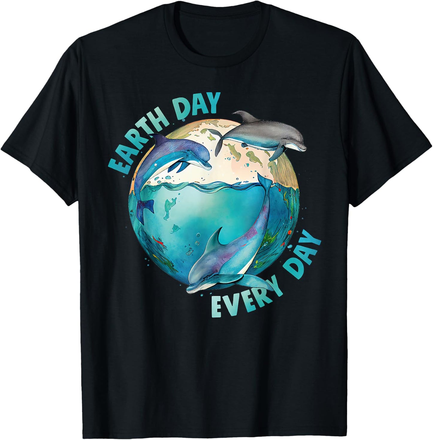 Earth Day, Every Day. Three Dolphins Ocean, Climate Change T-Shirt - T-Shirt | Black
