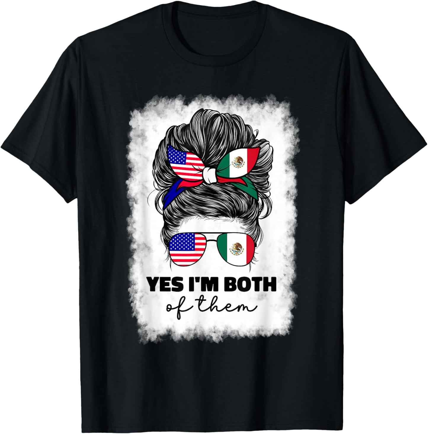 Half Mexican and American Mexico America USA Flag Girl Woman T-Shirt - T-Shirt | Black