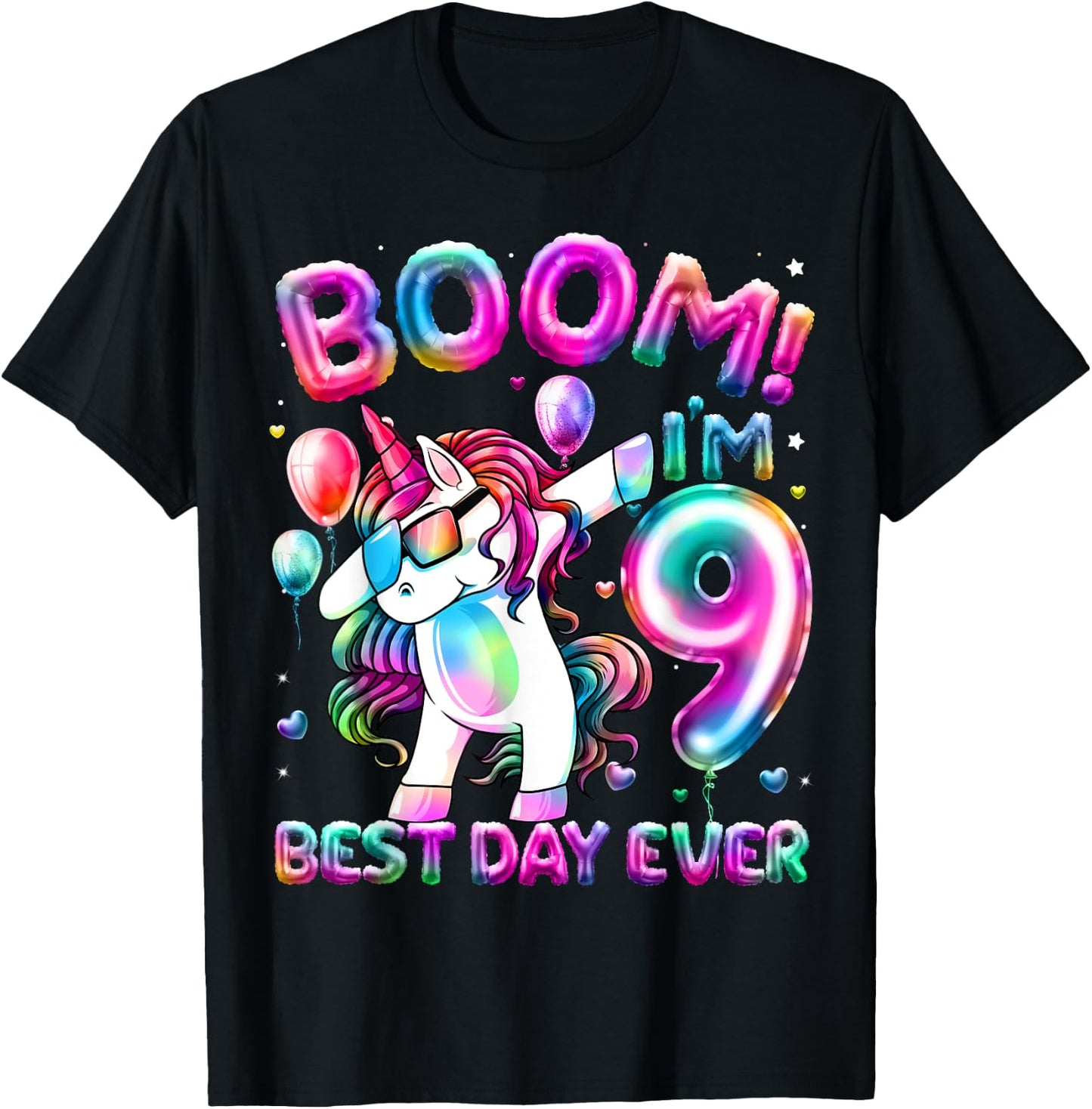 9 Years Old Dabbing Unicorn Gifts 9th Birthday Girl Party T-Shirt - T-Shirt | Black