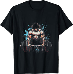 Anime Young Deadlift Fitness Motivation Strenght T-Shirt - T-Shirt | Black