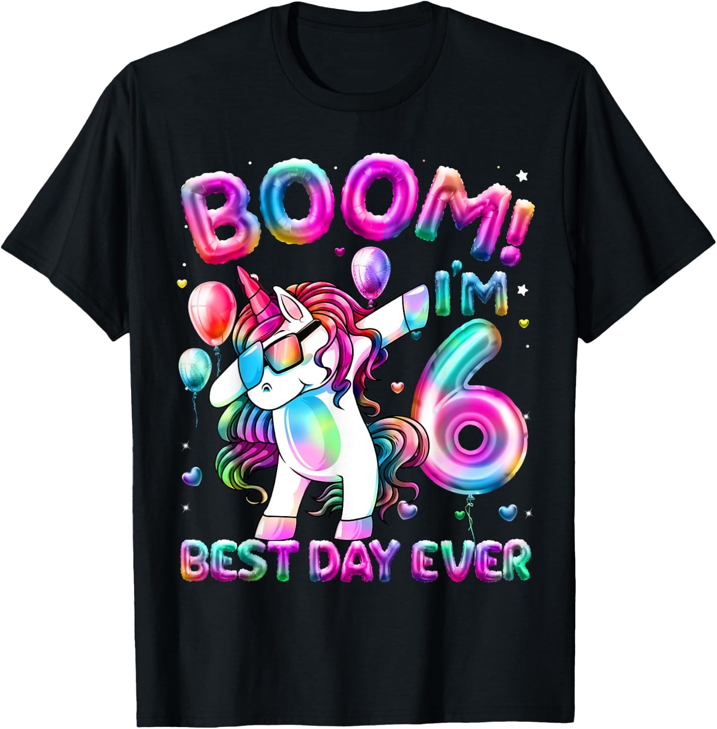 6 Years Old Dabbing Unicorn Gifts 6th Birthday Girl Party T-Shirt - T-Shirt | Black