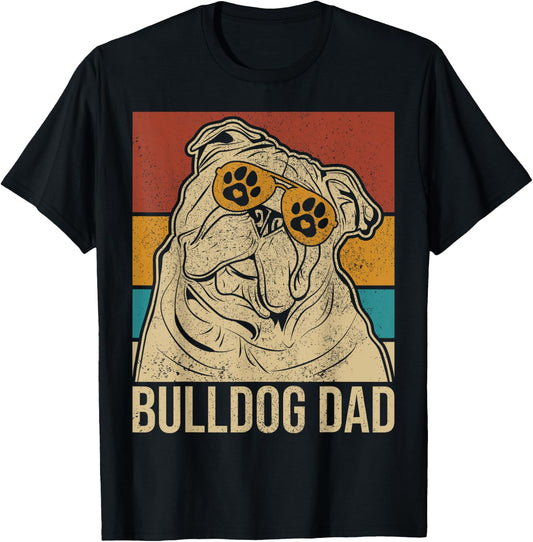 Dog Papa Pet Owner Animal Lover Outfit English Bulldog Dad T-Shirt - T-Shirt | Black